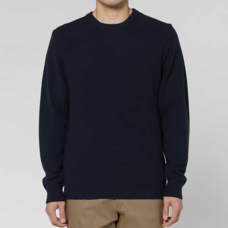 BARNEYS NEW YORK シングルスリーブクルーネックニットプルオーバー NAVY