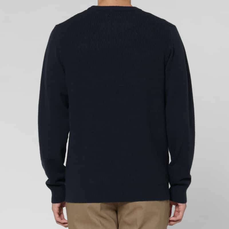 BARNEYS NEW YORK シングルスリーブクルーネックニットプルオーバー NAVY