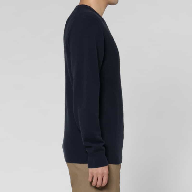 BARNEYS NEW YORK シングルスリーブクルーネックニットプルオーバー NAVY