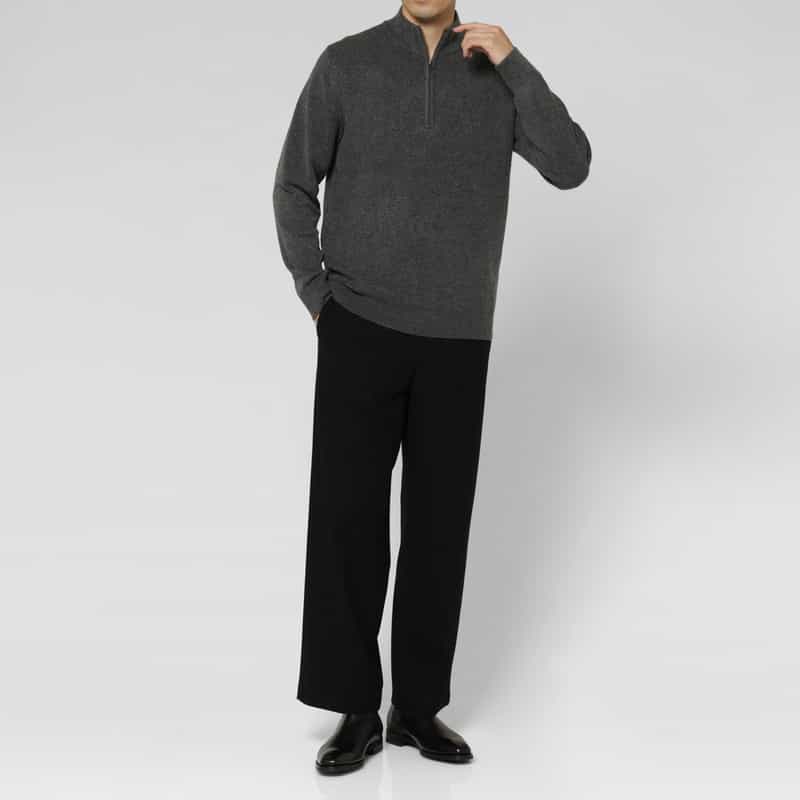 BARNEYS NEW YORK ハーフジップニットプルオーバー GRAY