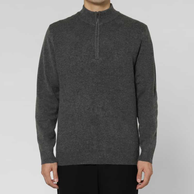 BARNEYS NEW YORK ハーフジップニットプルオーバー GRAY