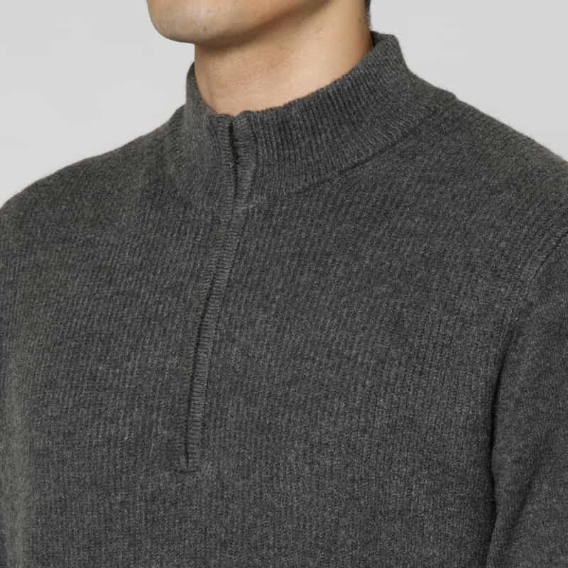 BARNEYS NEW YORK ハーフジップニットプルオーバー GRAY