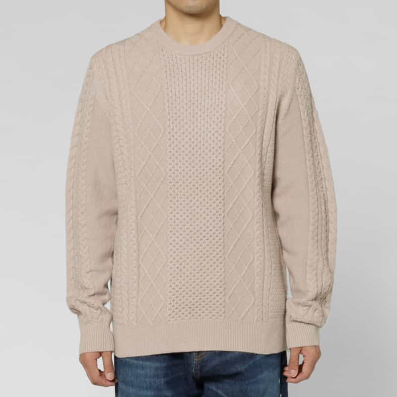 BARNEYS NEW YORK アランケーブルクルーネックニットプルオーバー BEIGE
