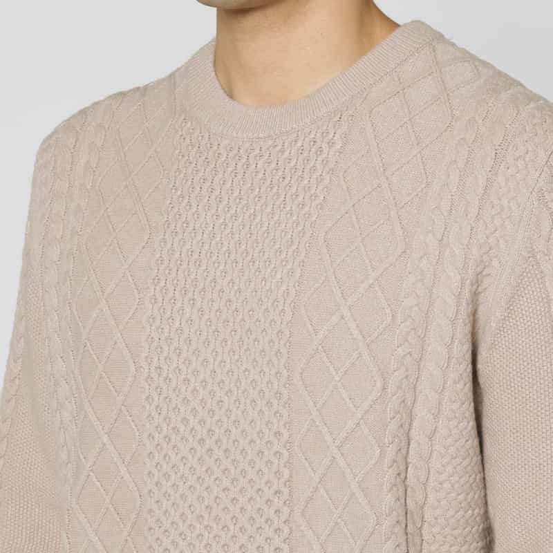 BARNEYS NEW YORK アランケーブルクルーネックニットプルオーバー BEIGE