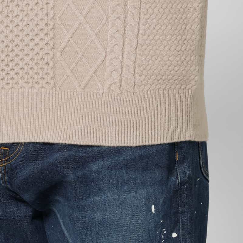 BARNEYS NEW YORK アランケーブルクルーネックニットプルオーバー BEIGE