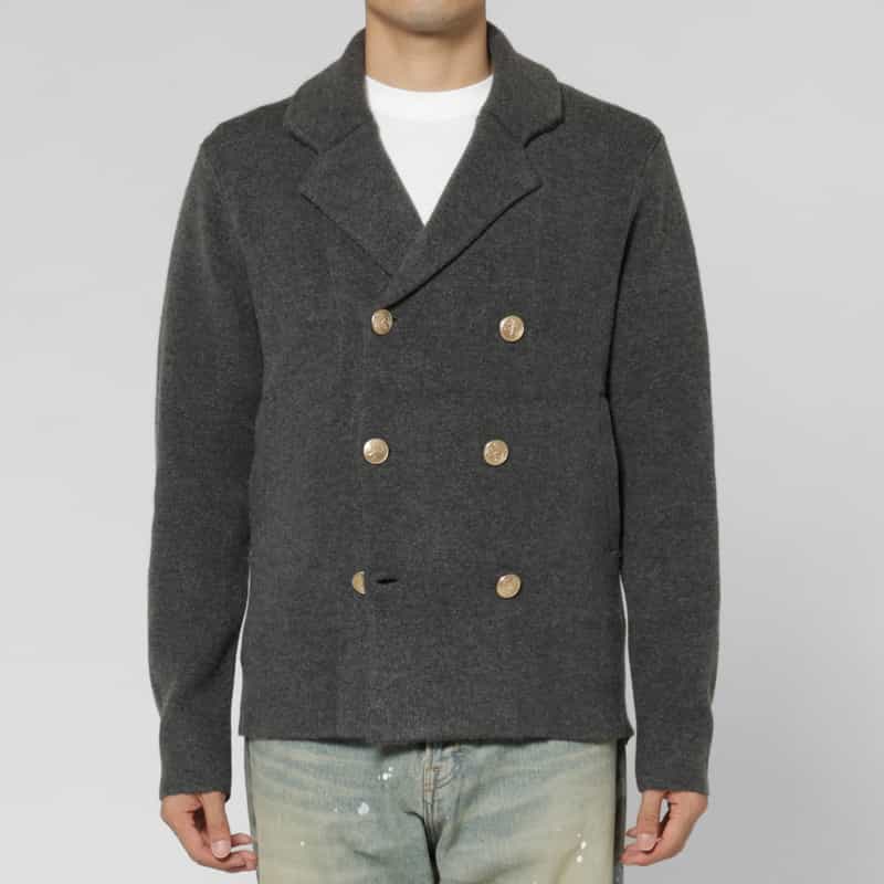 BARNEYS NEW YORK ダブルブレストニットジャケット GRAY