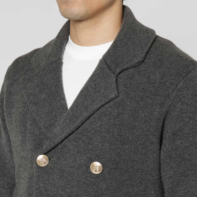 BARNEYS NEW YORK ダブルブレストニットジャケット GRAY