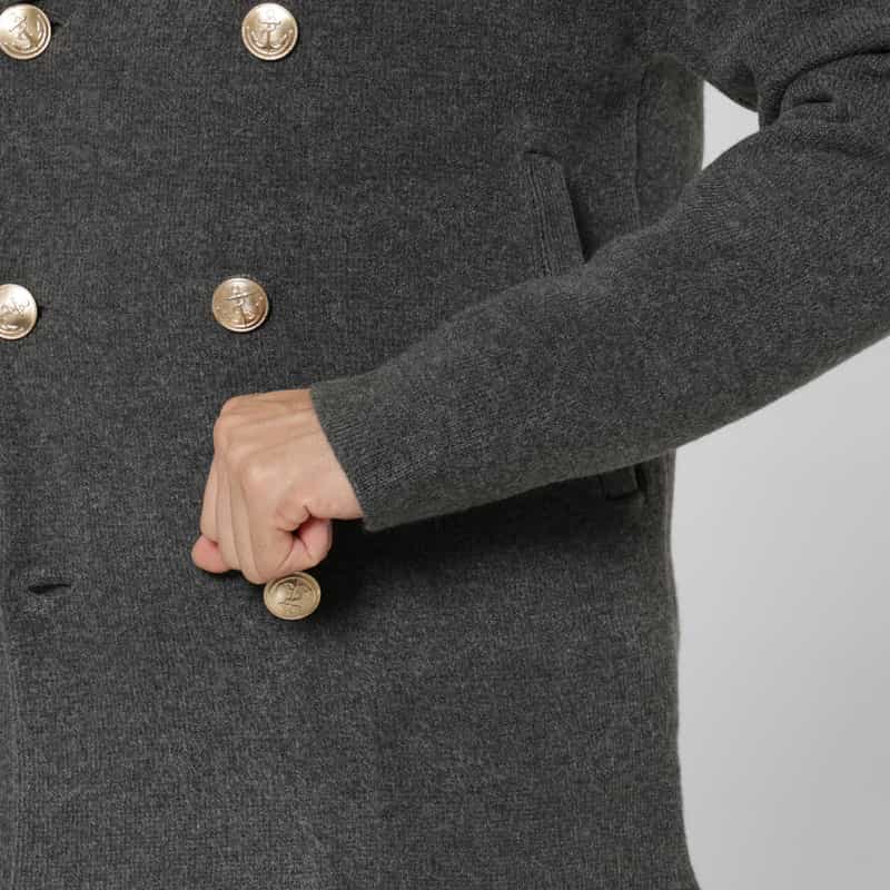 BARNEYS NEW YORK ダブルブレストニットジャケット GRAY