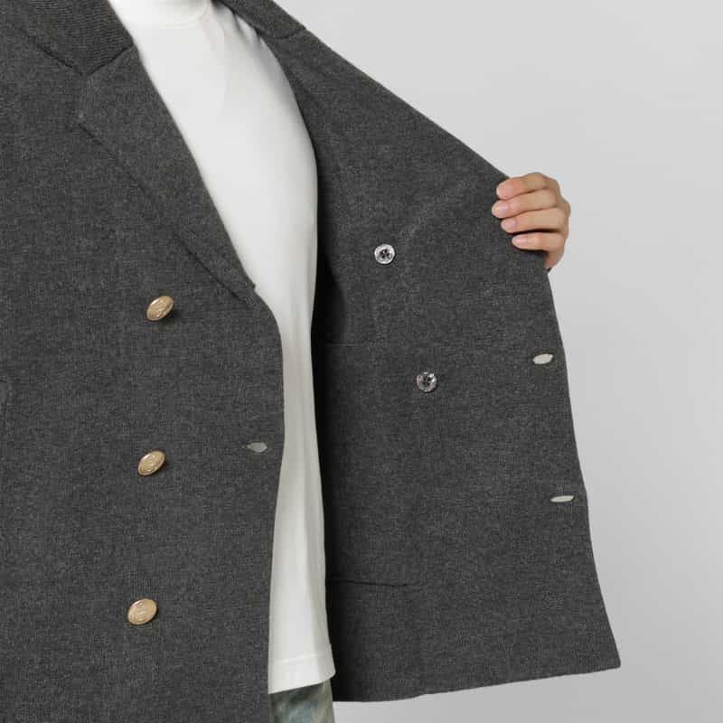 BARNEYS NEW YORK ダブルブレストニットジャケット GRAY