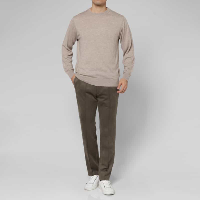 BARNEYS NEW YORK シルク混クルーネックニットプルオーバー BEIGE