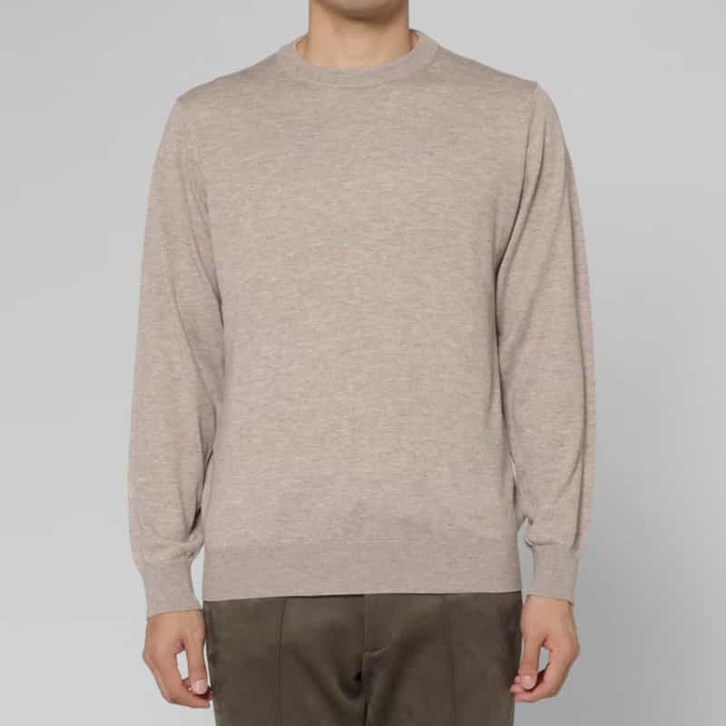 BARNEYS NEW YORK シルク混クルーネックニットプルオーバー BEIGE