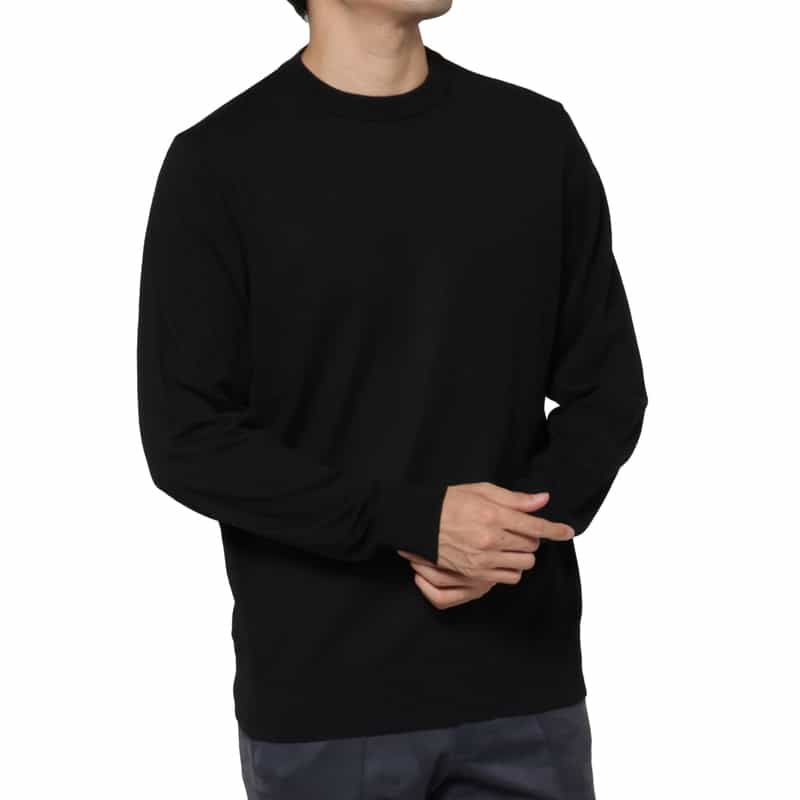 BARNEYS NEW YORK シルク混クルーネックニットプルオーバー BLACK
