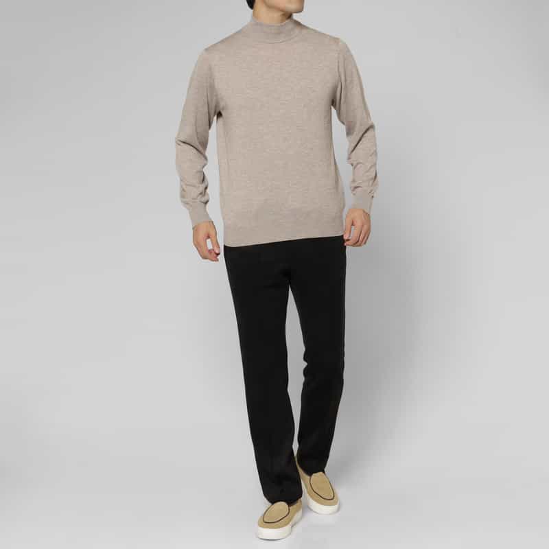 BARNEYS NEW YORK シルク混モックネックニットプルオーバー BEIGE