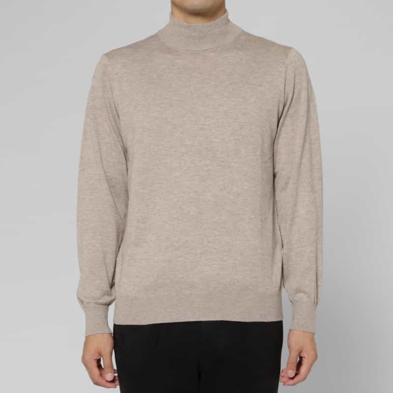 BARNEYS NEW YORK シルク混モックネックニットプルオーバー BEIGE