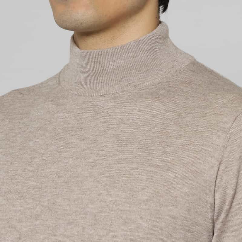 BARNEYS NEW YORK シルク混モックネックニットプルオーバー BEIGE