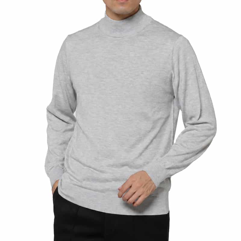 BARNEYS NEW YORK シルク混モックネックニットプルオーバー GRAY