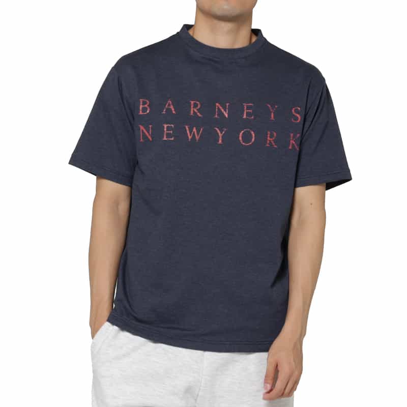 BARNEYS NEW YORK ロゴプリント入りTシャツ NAVY