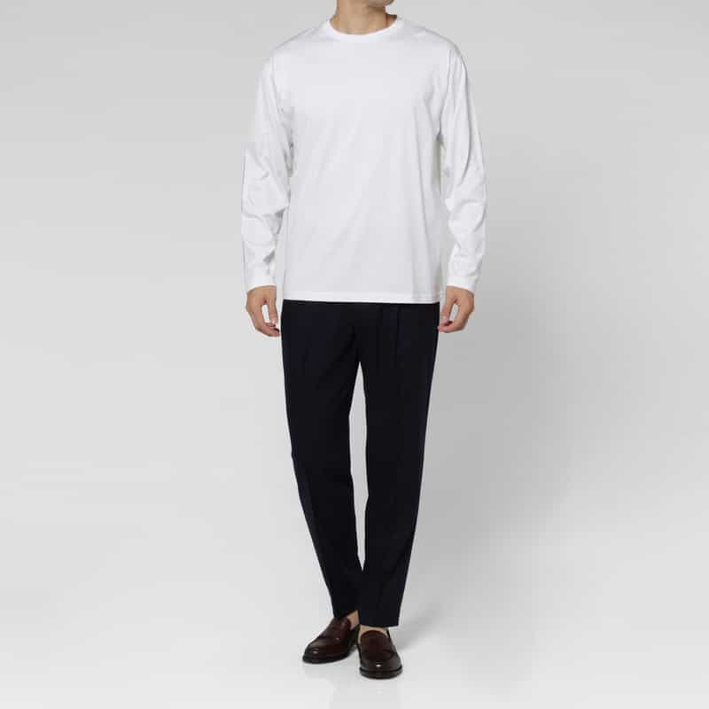 BARNEYS NEW YORK クルーネックロングスリーブカットソー（GIZAコットン使用） WHITE