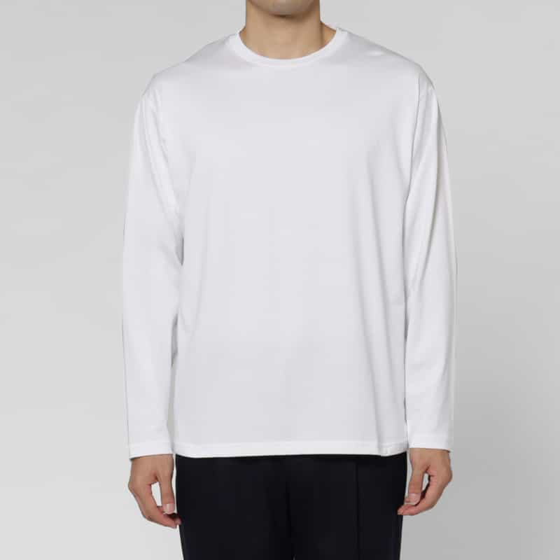 BARNEYS NEW YORK クルーネックロングスリーブカットソー（GIZAコットン使用） WHITE