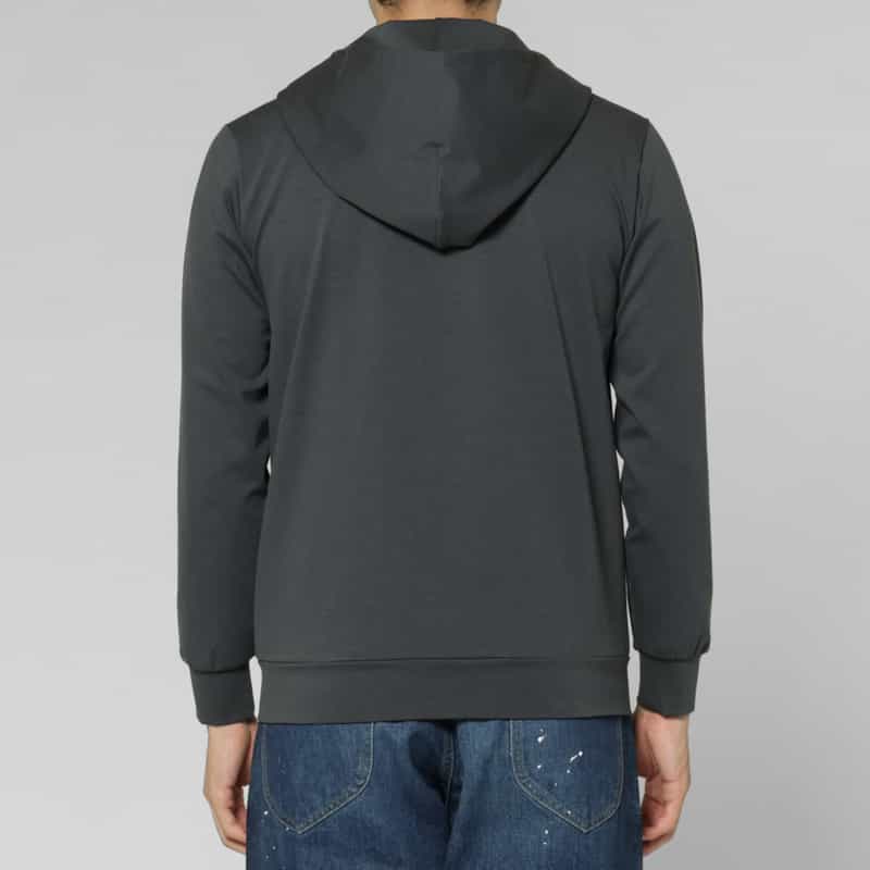 BARNEYS NEW YORK ワンポイントロゴ入りジップアップパーカー NAVY