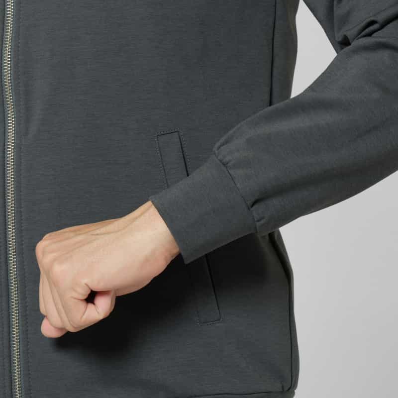 BARNEYS NEW YORK ワンポイントロゴ入りジップアップパーカー NAVY