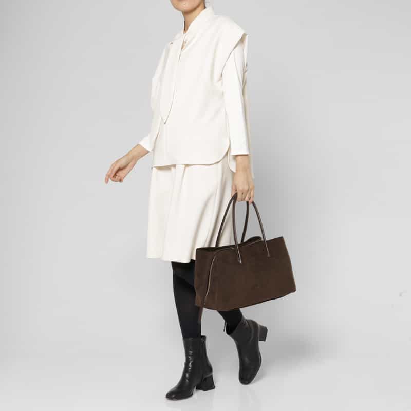 MARY AL TERNA MARY AL TERNA ＜メアリオルターナ＞ スエードレザーハンドバッグ "RIKYU" DARK BROWN