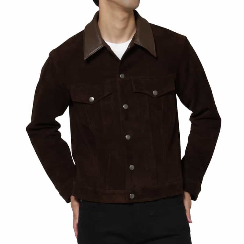 BARNEYS NEW YORK ラムスエード素材ウエスタンジャケット BROWN