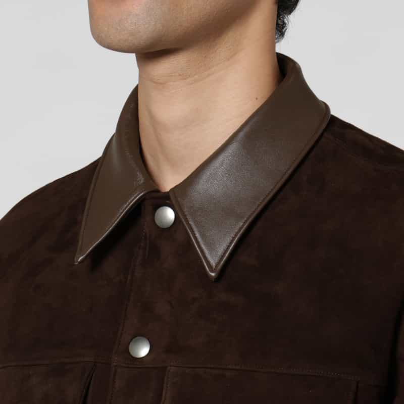 BARNEYS NEW YORK ラムスエード素材ウエスタンジャケット BROWN
