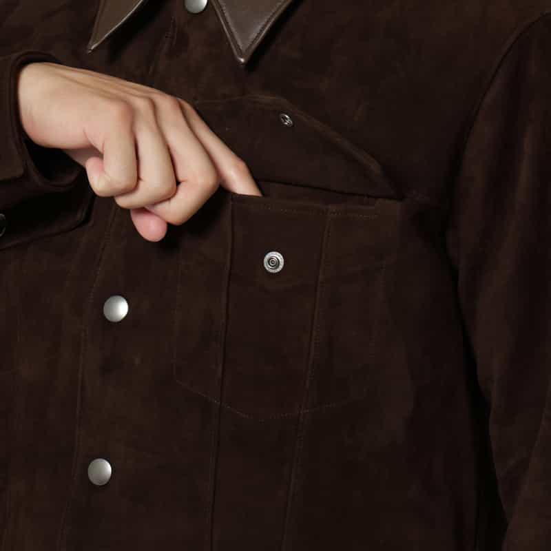 BARNEYS NEW YORK ラムスエード素材ウエスタンジャケット BROWN