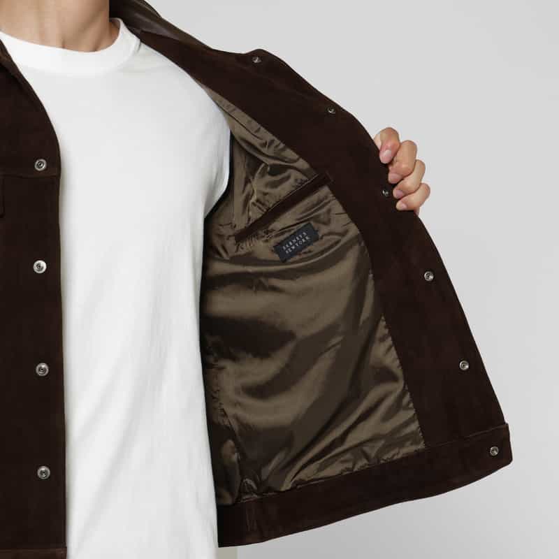 BARNEYS NEW YORK ラムスエード素材ウエスタンジャケット BROWN