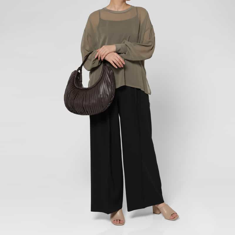 BOGKI BOGKI ＜ボクギ＞ プリーツショルダーバッグ BROWN