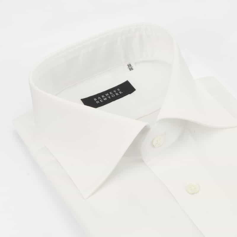 BARNEYS NEW YORK ストレッチ素材ドレスシャツ WHITE