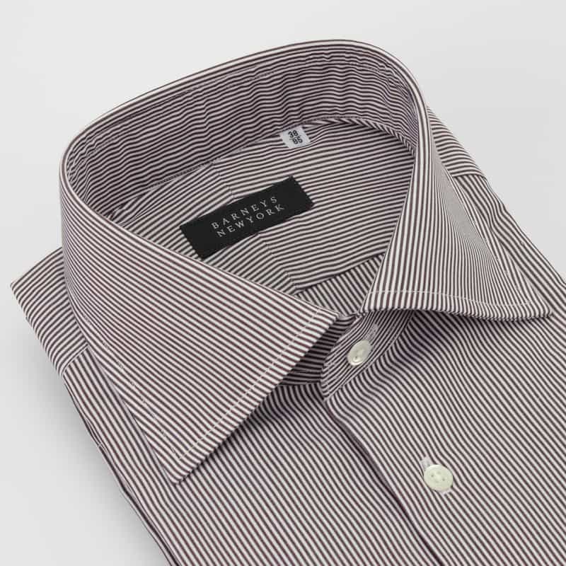 BARNEYS NEW YORK ピンストライプ柄ドレスシャツ BROWN