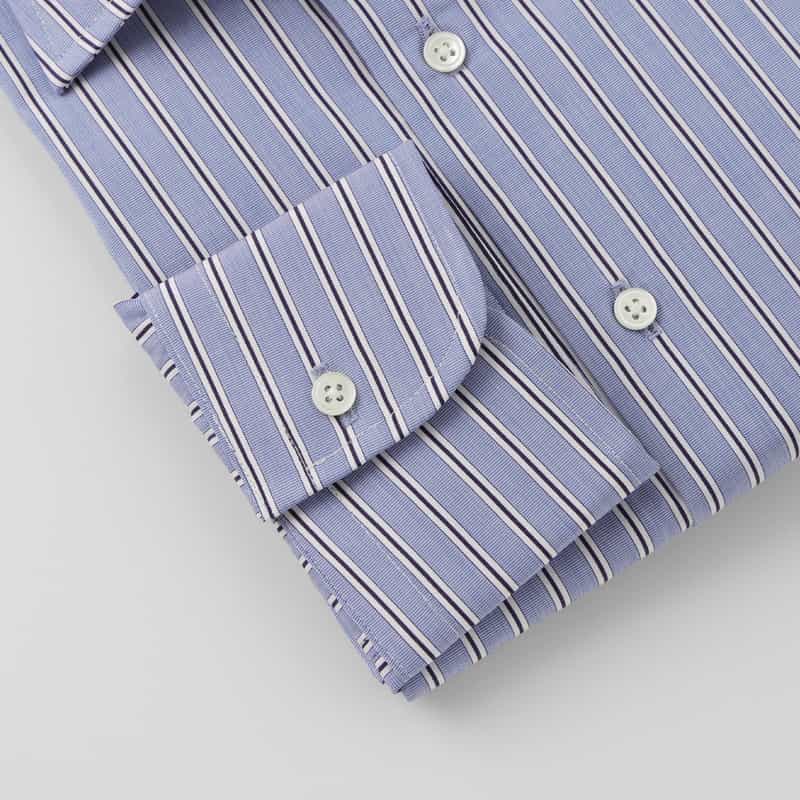BARNEYS NEW YORK ストライプ柄ドレスシャツ（THOMAS MASON社製生地使用） BLUE
