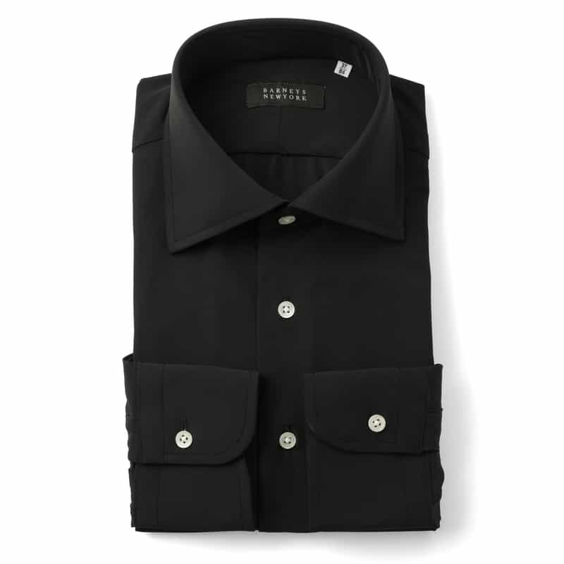 BARNEYS NEW YORK ストレッチ素材ドレスシャツ BLACK