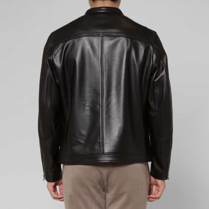BARNEYS NEW YORK ラムレザー シングルライダースジャケット BLACK
