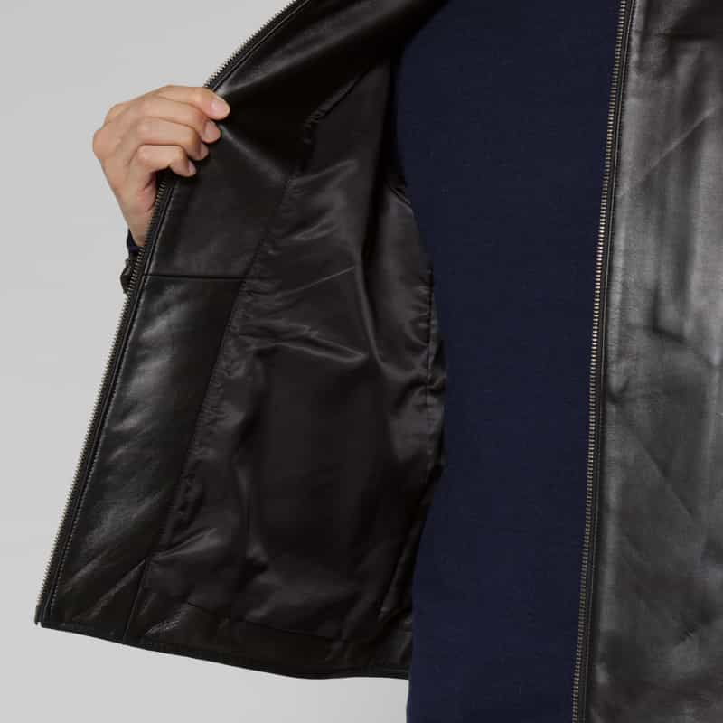 BARNEYS NEW YORK ラムレザー シングルライダースジャケット BLACK