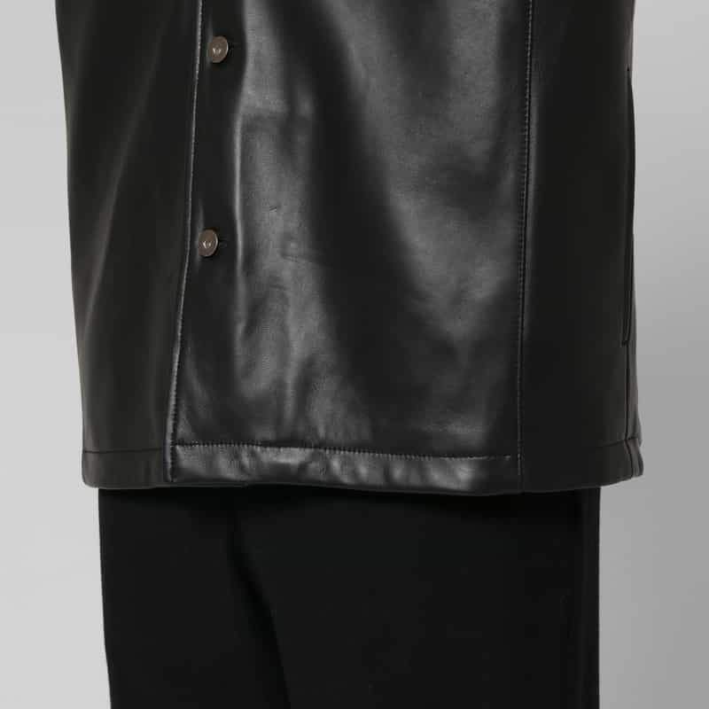 BARNEYS NEW YORK ラムレザーシャツブルゾン BLACK