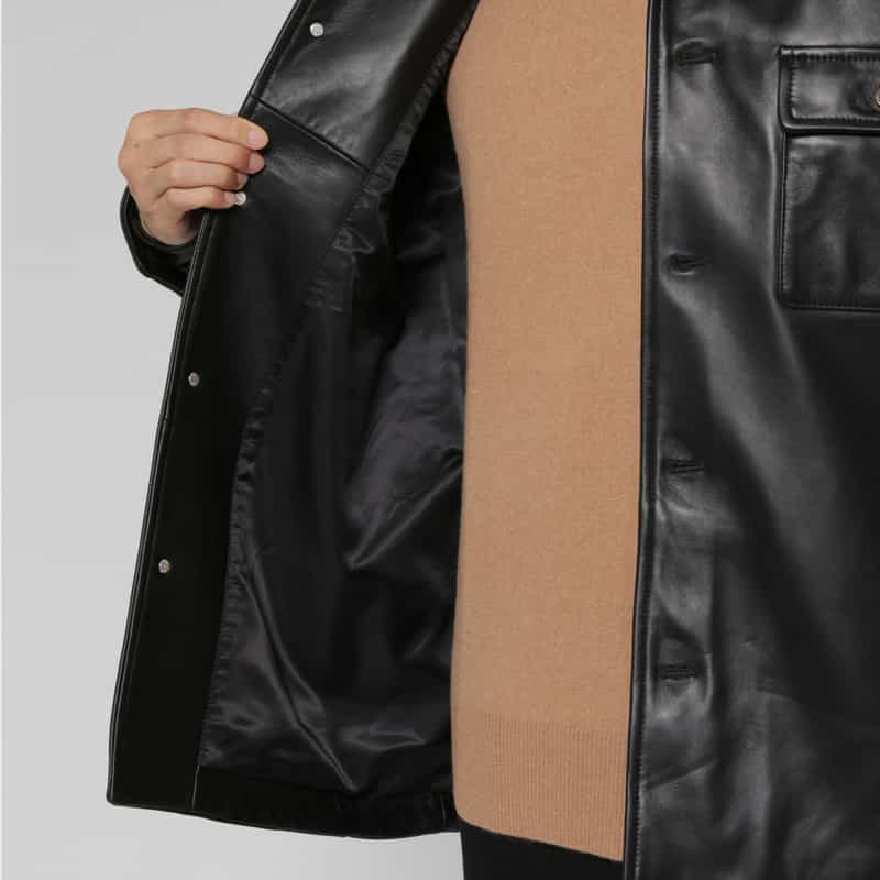 BARNEYS NEW YORK ラムレザーシャツブルゾン BLACK
