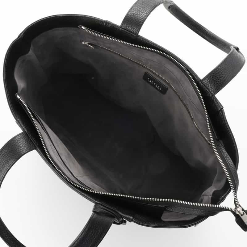 BARNEYS NEW YORK フロントジップ付きレザートートバッグ BLACK