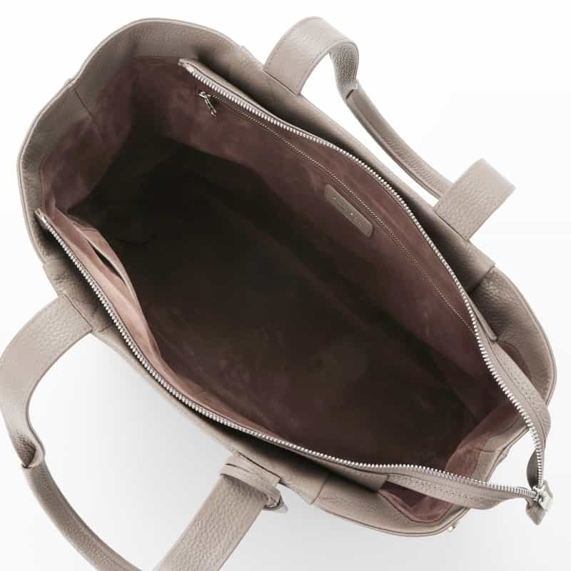 BARNEYS NEW YORK フロントジップ付きレザートートバッグ GRAY