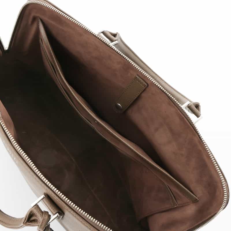 BARNEYS NEW YORK ラウンドレザーブリーフケース BEIGE
