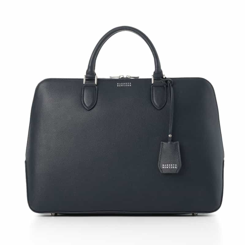BARNEYS NEW YORK ラウンドレザーブリーフケース NAVY