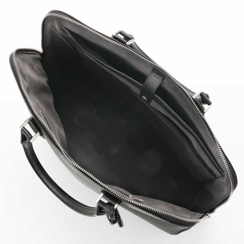 BARNEYS NEW YORK ラウンドレザーブリーフケース BLACK