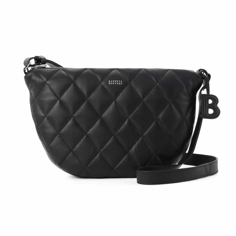 BARNEYS NEW YORK キルトレザー ショルダーバッグ BLACK