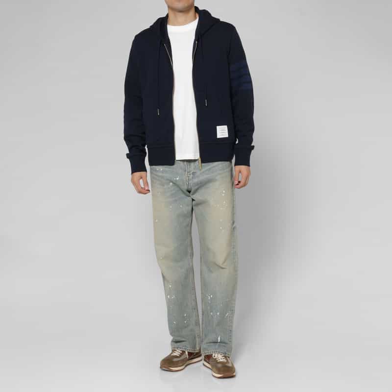 THOM BROWNE THOM BROWNE＜トム ブラウン＞ 4BERジップアップスウェットパーカー NAVY