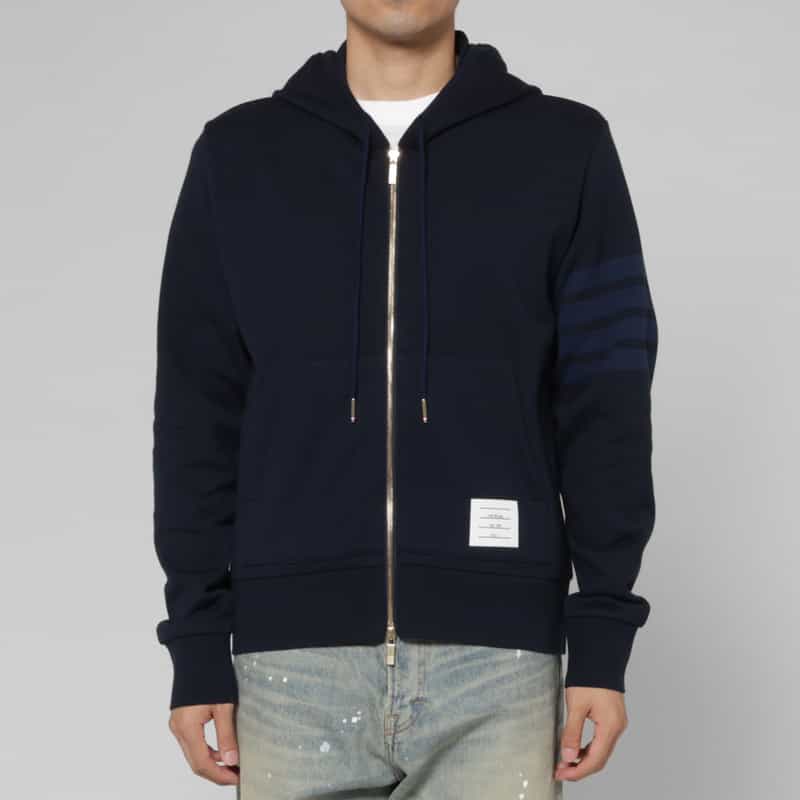 THOM BROWNE THOM BROWNE＜トム ブラウン＞ 4BERジップアップスウェットパーカー NAVY