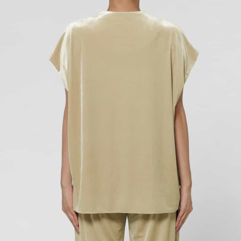 BARNEYS NEW YORK セットアップ ウォッシャブル ベロア素材 Vネックブラウス BEIGE