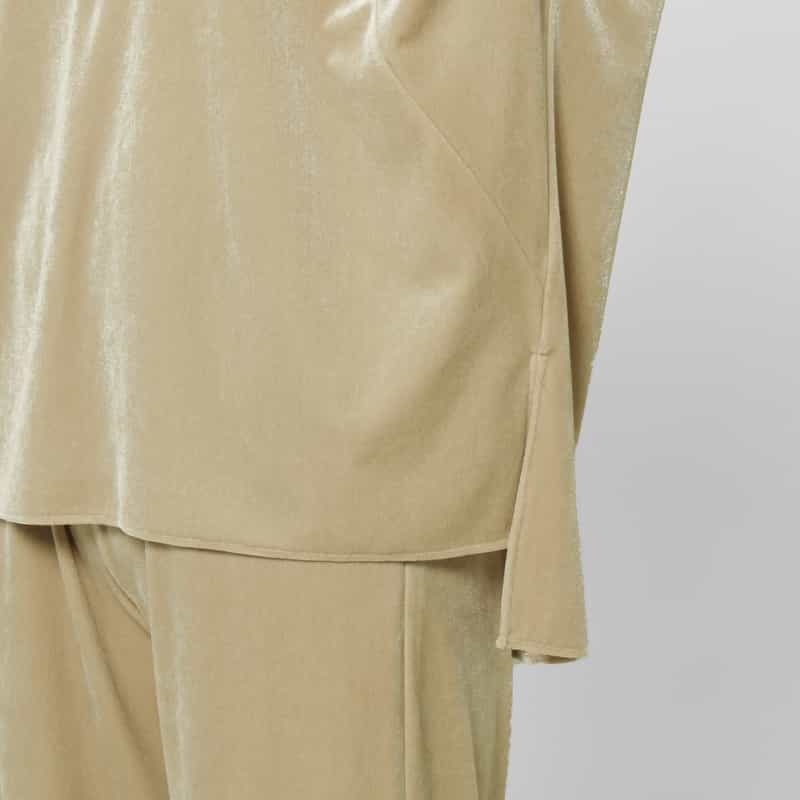 BARNEYS NEW YORK セットアップ ウォッシャブル ベロア素材 Vネックブラウス BEIGE