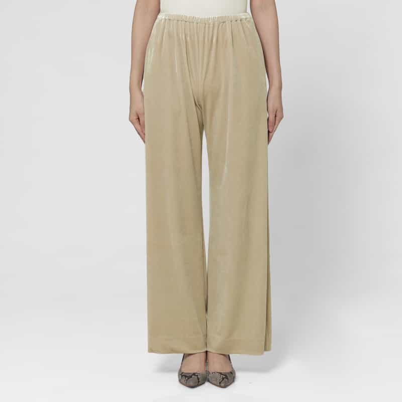 BARNEYS NEW YORK セットアップ ウォッシャブル ベロア素材 ワイドパンツ BEIGE